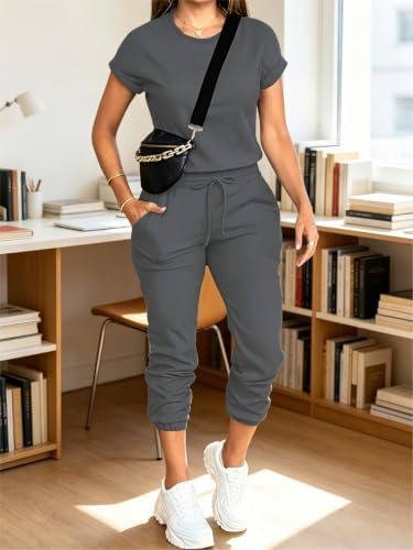 Women's Casual 2-Piece Lounge Set with Short Sleeve Top & Jogger Pants