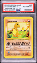 1999 POKEMON BASE SET SHADOWLESS 1ST EDITION CHARMANDER #46 ARITA AUTO PSA AUTH