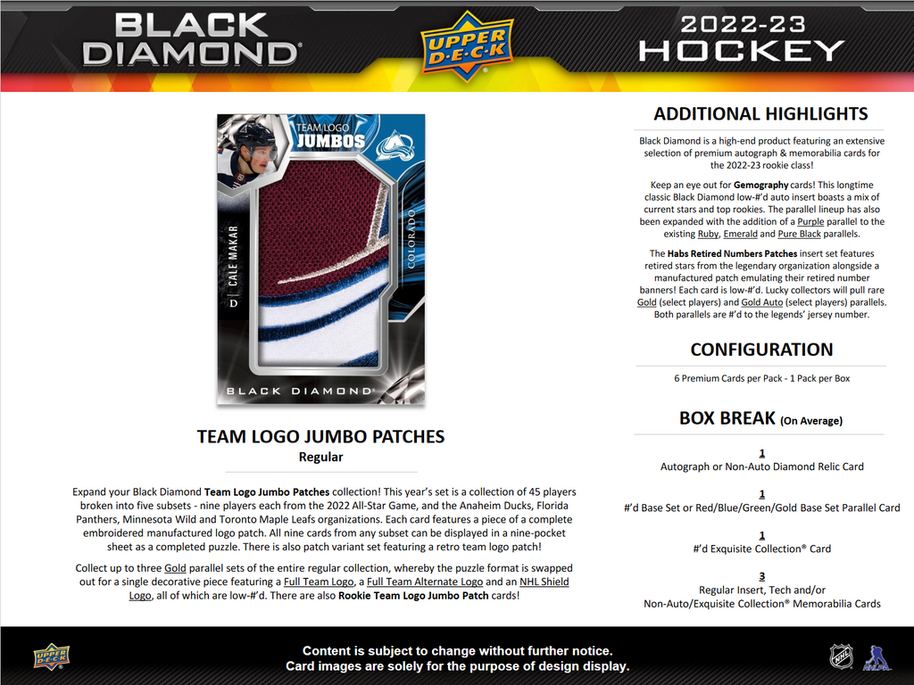 2022-23 Upper Deck Black Diamond Hockey Hobby 10 Box Case